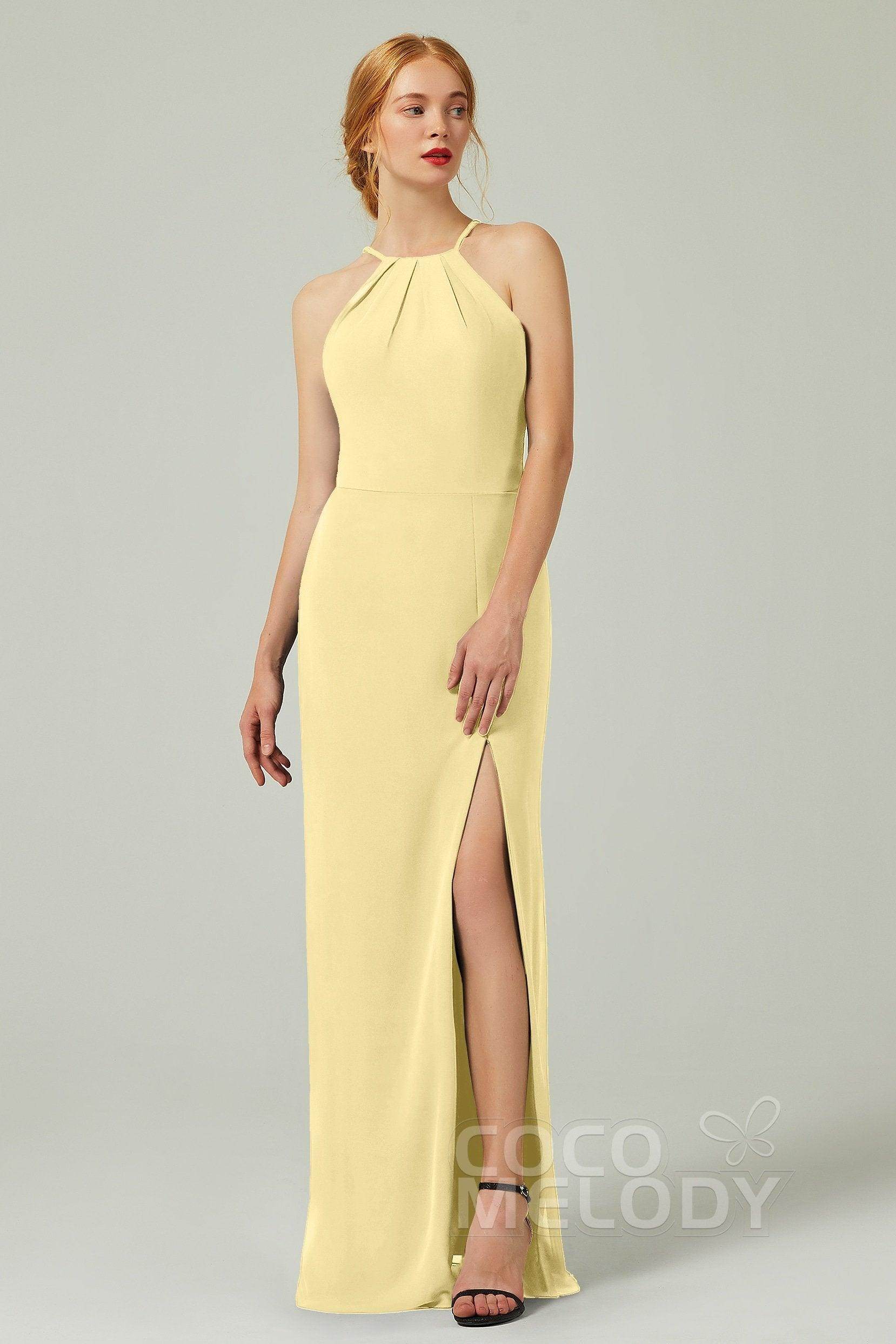 Sheath-Column Floor Length Chiffon Bridesmaid Dress Formal Dresses CB0337 - COCOMELODY